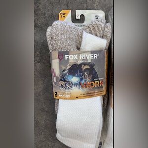 NWT! 2-Pack of Fox River Men’s Steel Toe Work Socks — White Medium